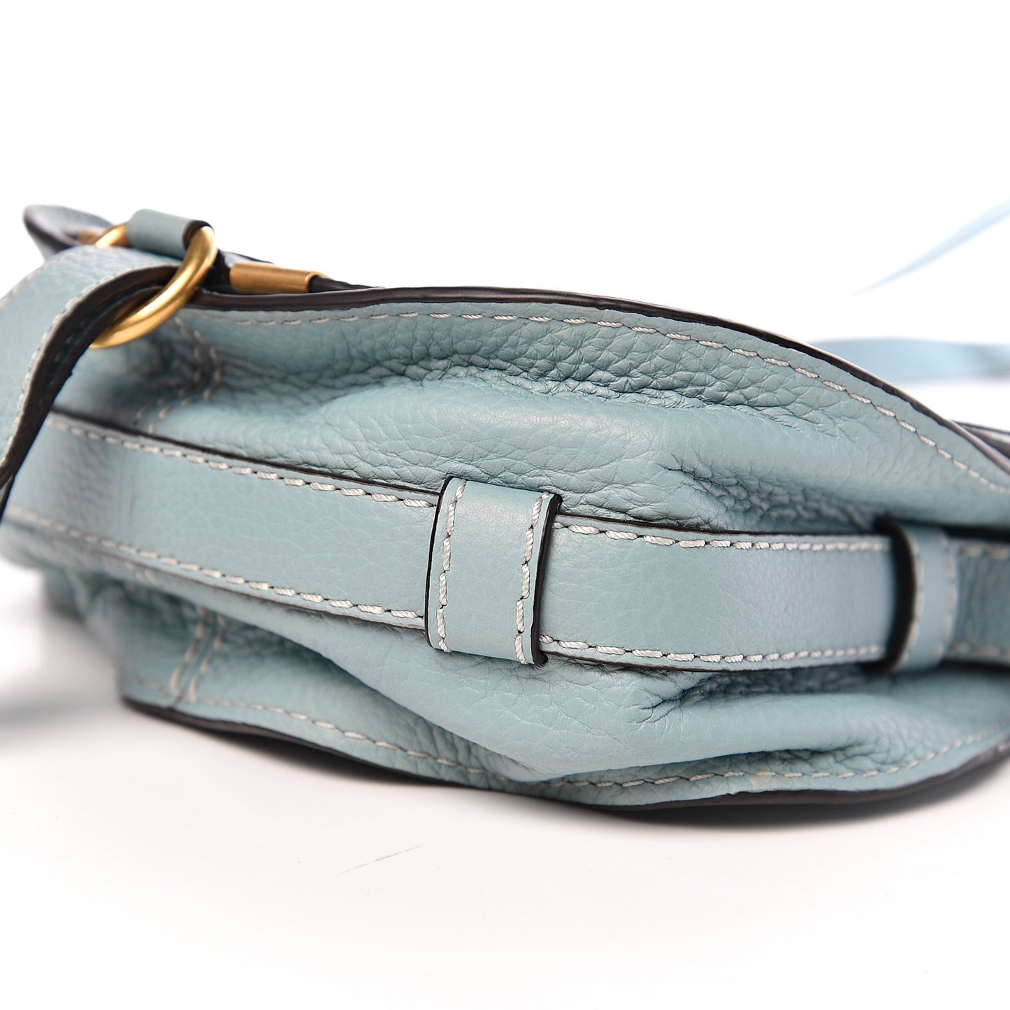 Calfskin Mini Marcie Round Crossbody Bag Faded Blue