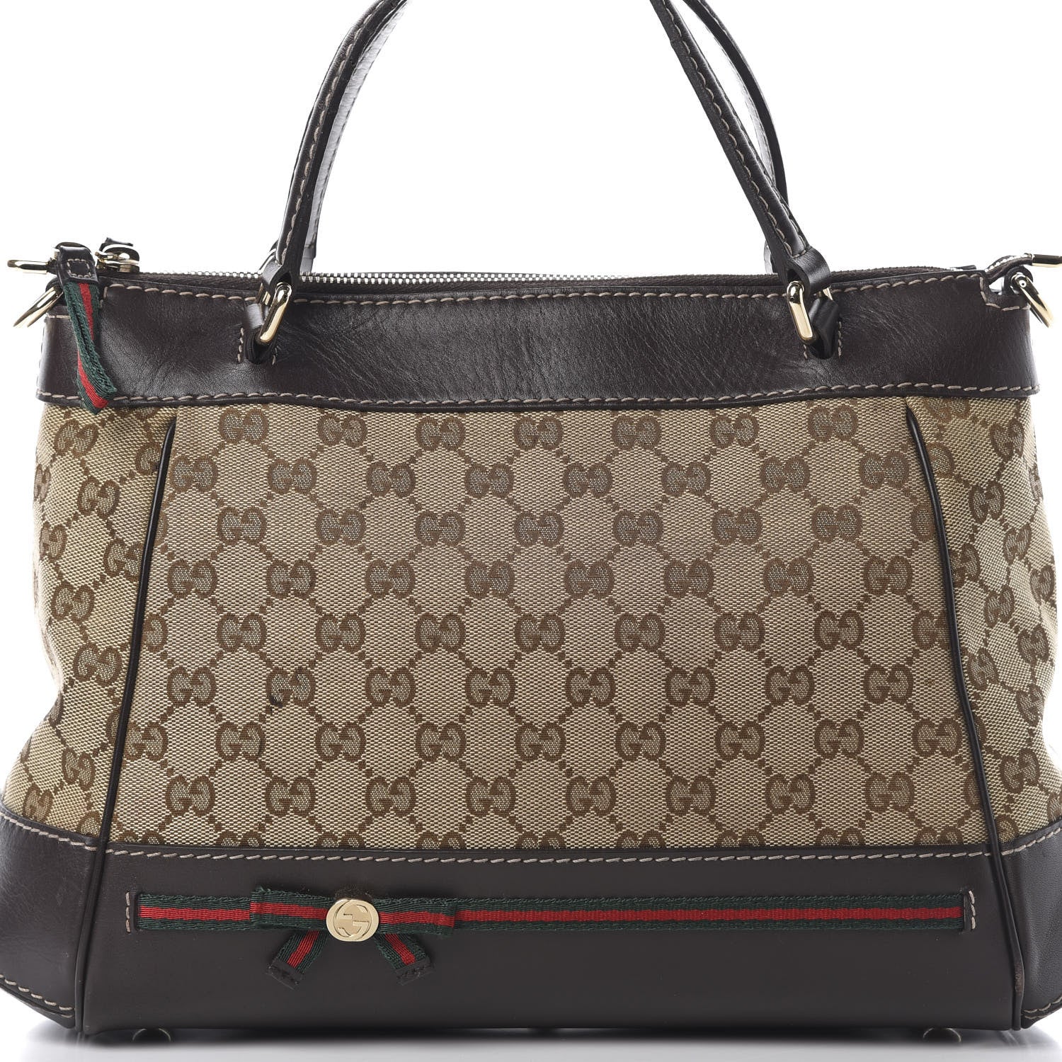 Gucci Monogram Web Mayfair Top Handle Satchel Dark Brown 8 of 19