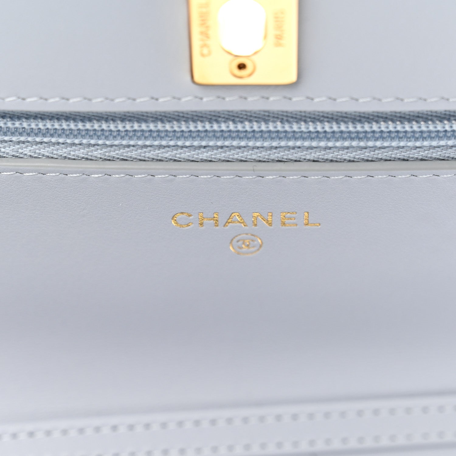 Chanel Lambskin Quilted Hearts CC Wallet On Chain WOC Light Blue 6 of 12