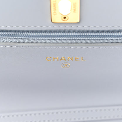 Chanel Lambskin Quilted Hearts CC Wallet On Chain WOC Light Blue 6 of 12