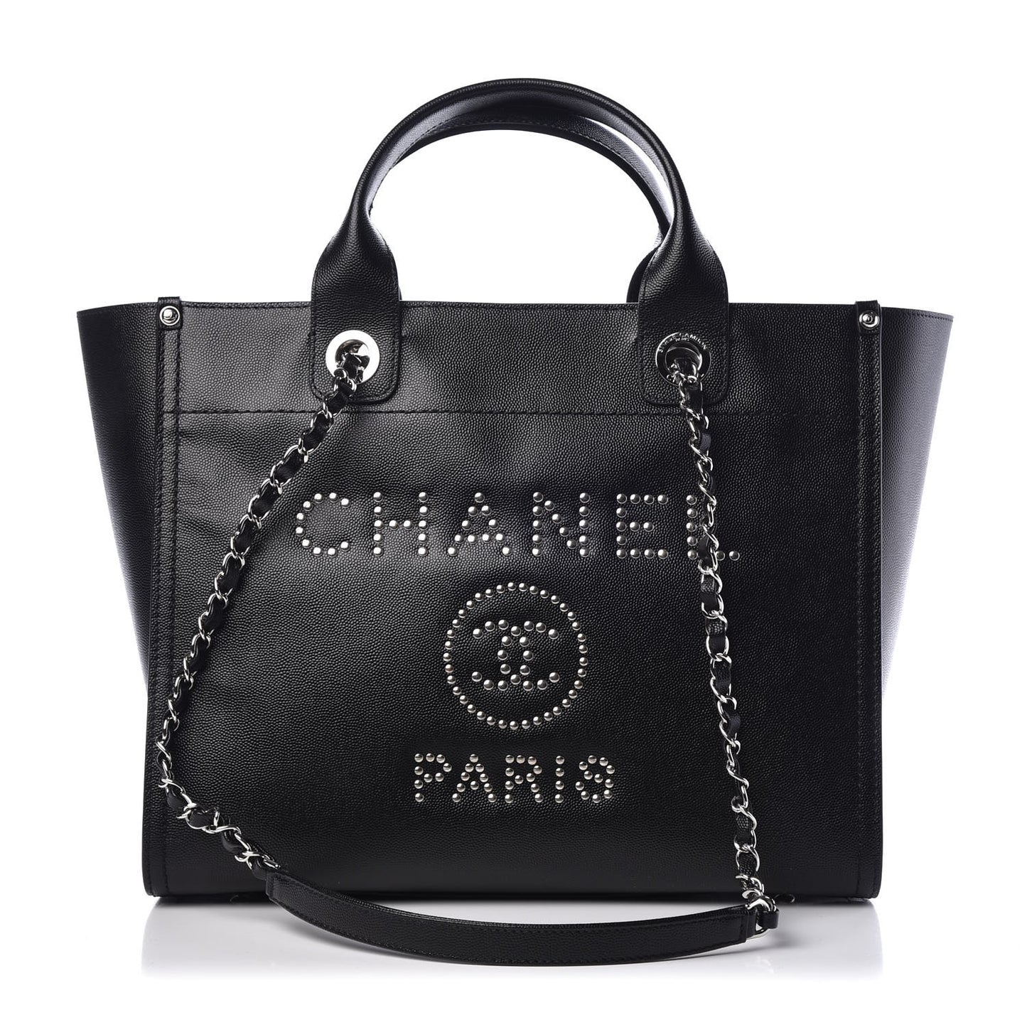 Caviar Small Studded Deauville Tote Black