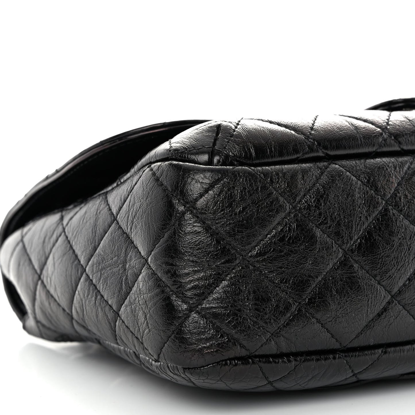 Shiny Goatskin Quilted Flap Black