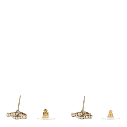 Chanel Pearl Crystal CC Stud Earrings Gold 3 of 4