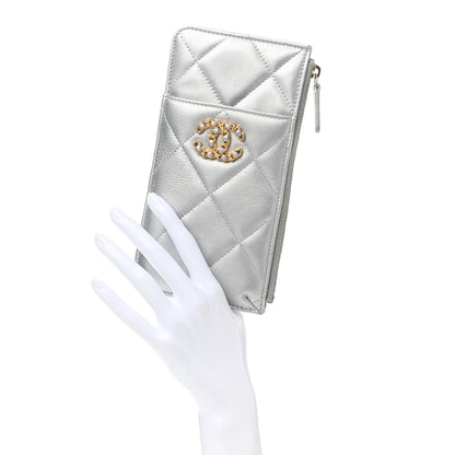Chanel Lambskin Quilted Chanel 19 Phone and Card Holder Silver 2 of 10