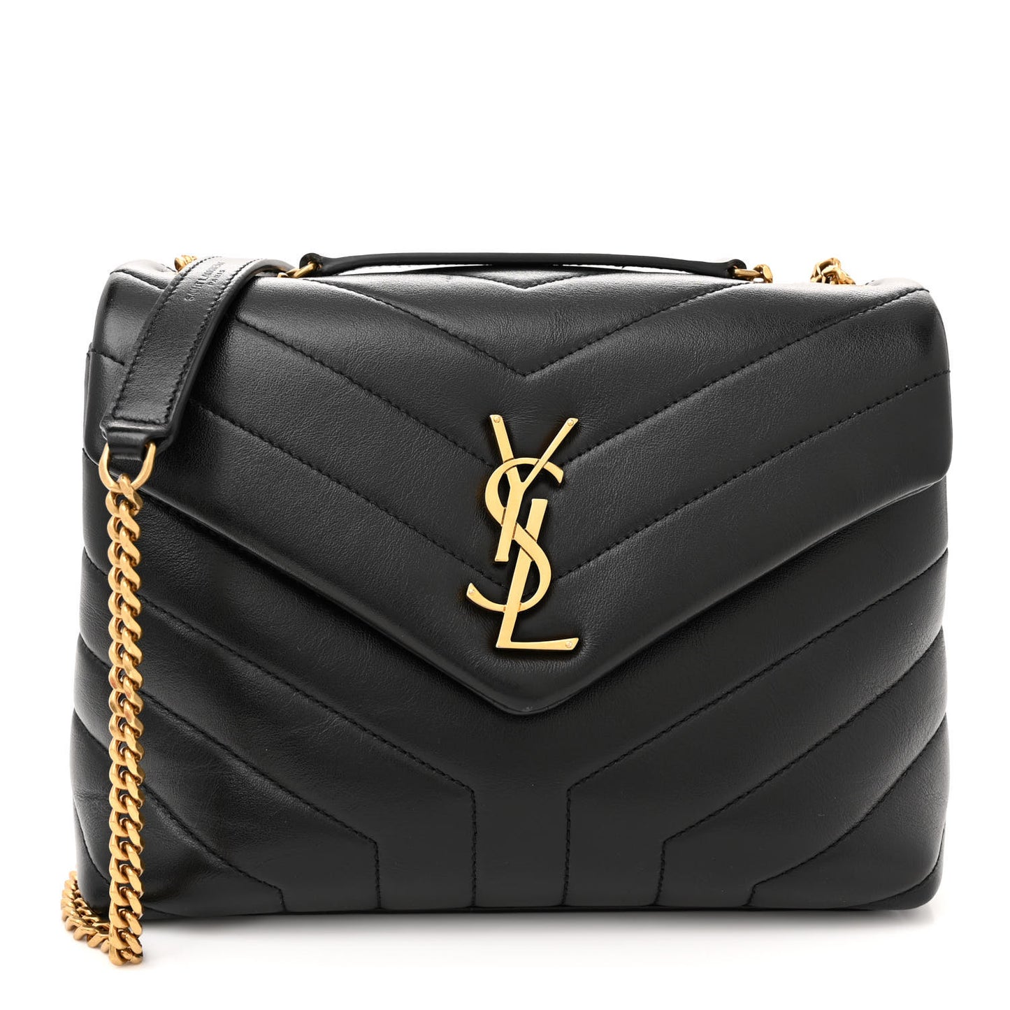 Calfskin Y Quilted Monogram Small Loulou Chain Satchel Black