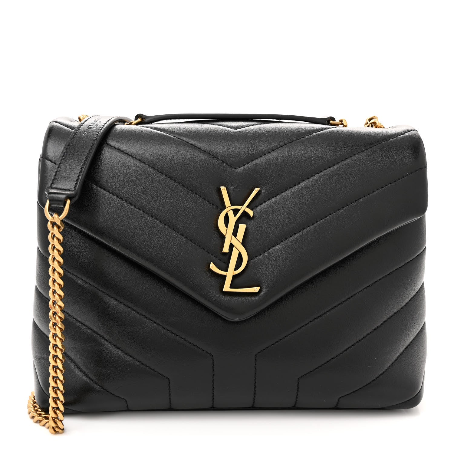 Saint Laurent Calfskin Y Quilted Monogram Small Loulou Chain Satchel Black 1 of 10