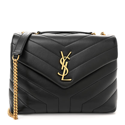 Saint Laurent Calfskin Y Quilted Monogram Small Loulou Chain Satchel Black 1 of 10