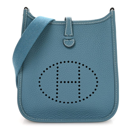 Hermes Taurillon Clemence Evelyne TPM New Blue Jean 1 of 11