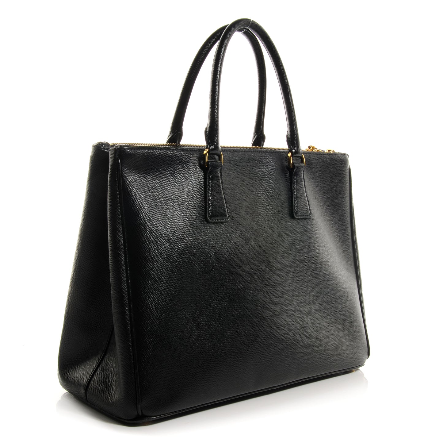 Saffiano Lux Double Zip Medium Tote Nero Black