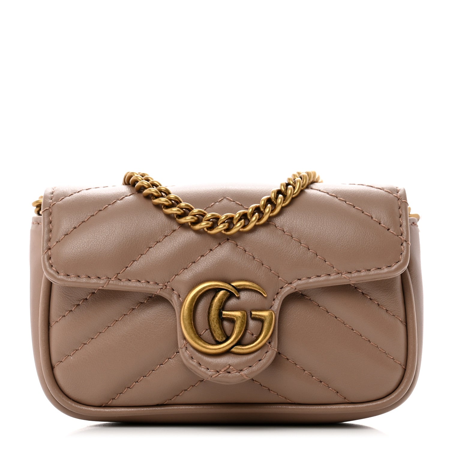 Gucci Calfskin Matelasse Heart GG Marmont 2.0 Coin Purse On A Chain Porcelain Rose 1 of 7