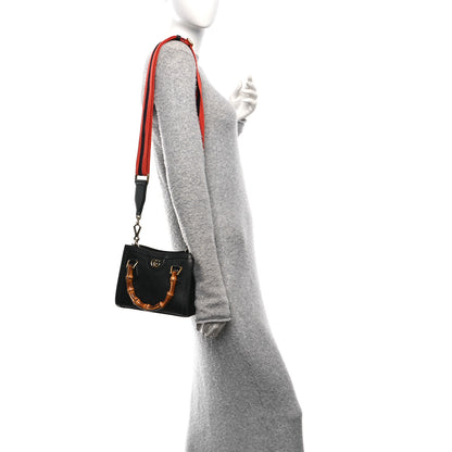 Gucci Textured Dollar Calfskin Web Mini Diana Tote Bag Black Dusty Grey 2 of 10
