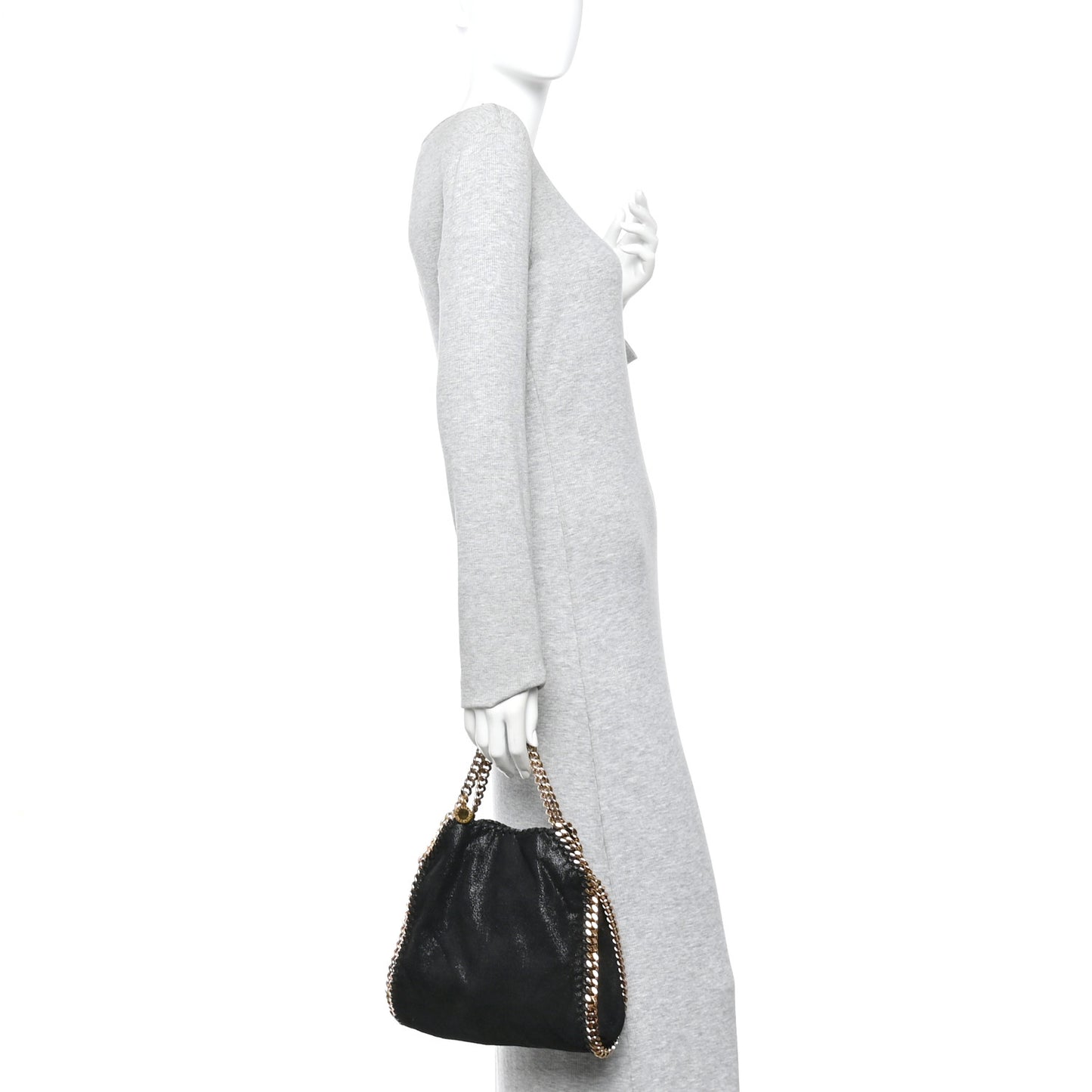 Shaggy Deer Mini Falabella Fold Over Tote Black