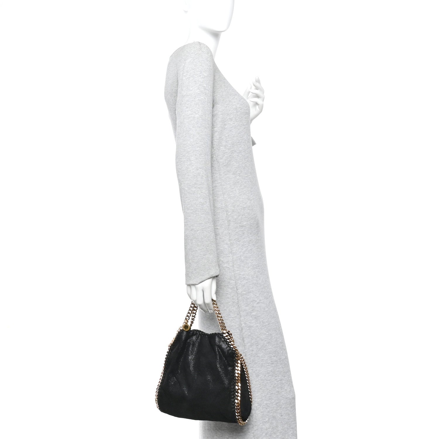 Stella McCartney Shaggy Deer Mini Falabella Fold Over Tote Black 2 of 10