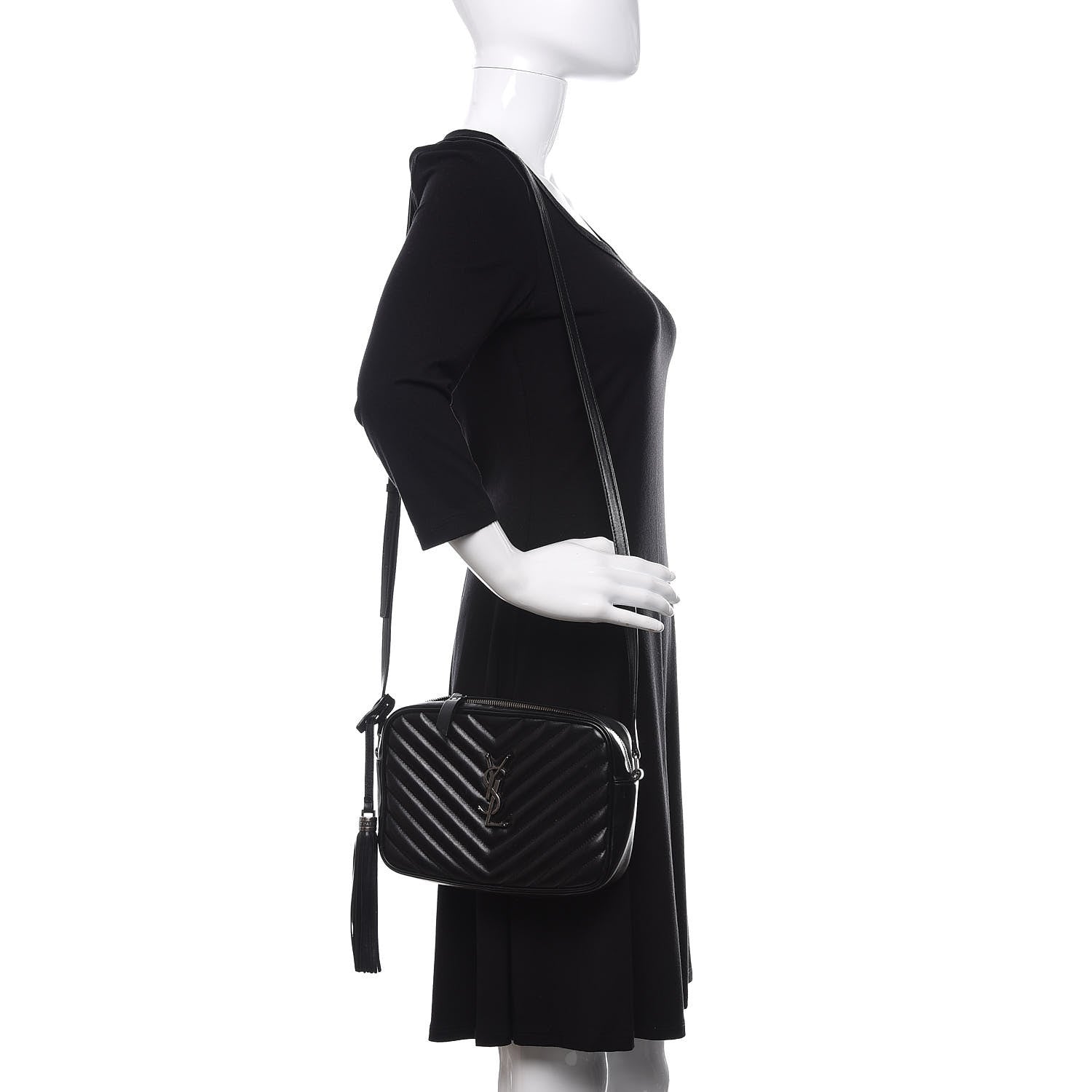 Saint Laurent Calfskin Matelasse Monogram Lou Camera Bag Black 2 of 15