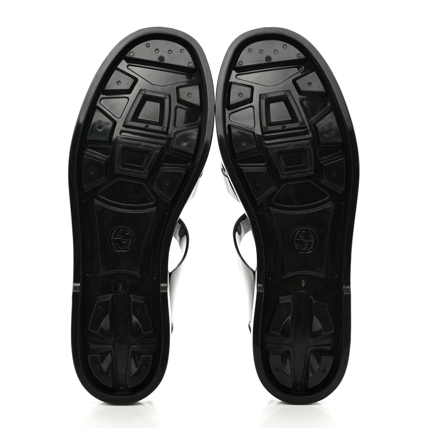 Gucci Shiny Rubber Mens Double G Buckle Strap Sandals 9 Black 5 of 7