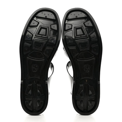 Gucci Shiny Rubber Mens Double G Buckle Strap Sandals 9 Black 5 of 7