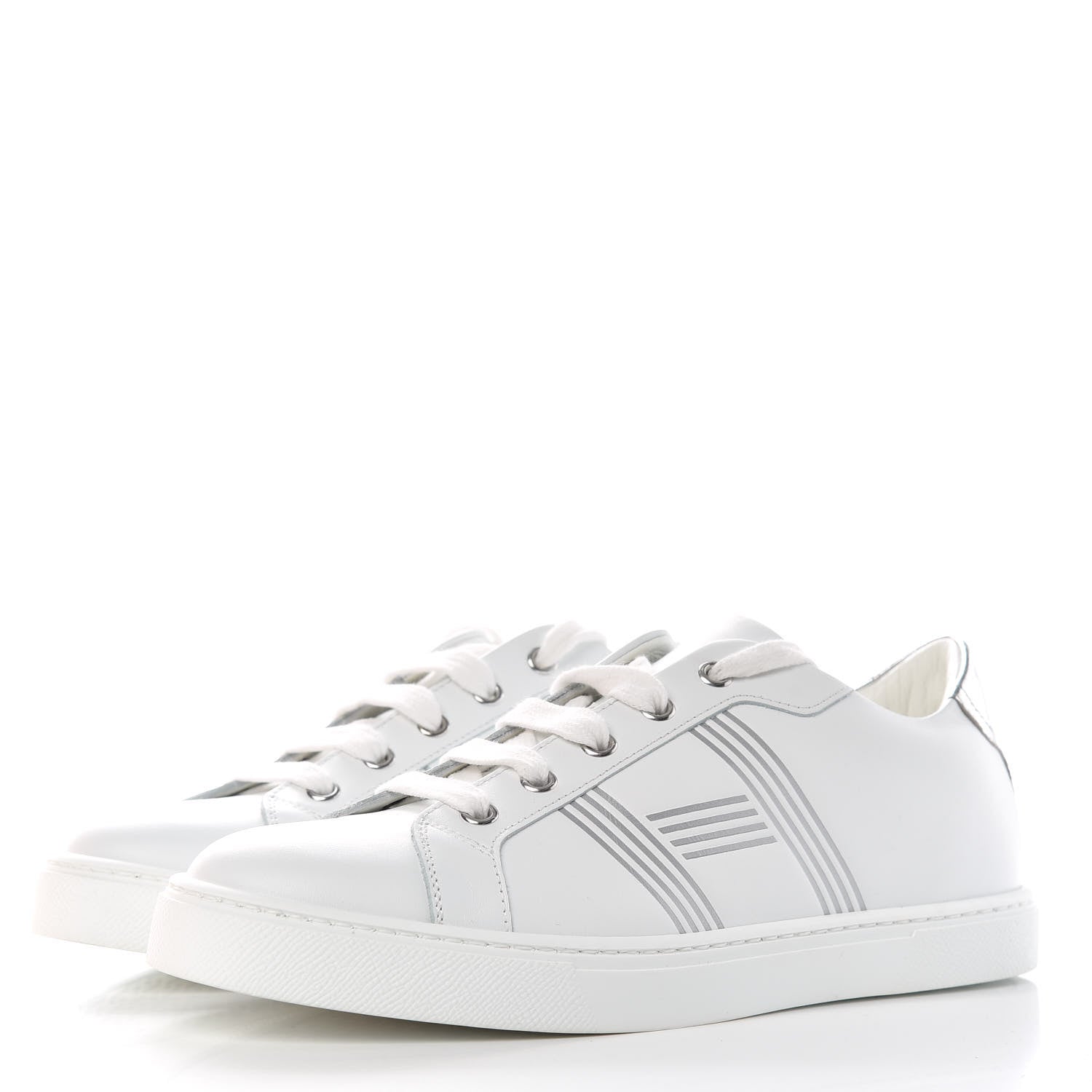 Hermes Nappa Womens Avantage Sneakers 38 White Argent 3 of 11