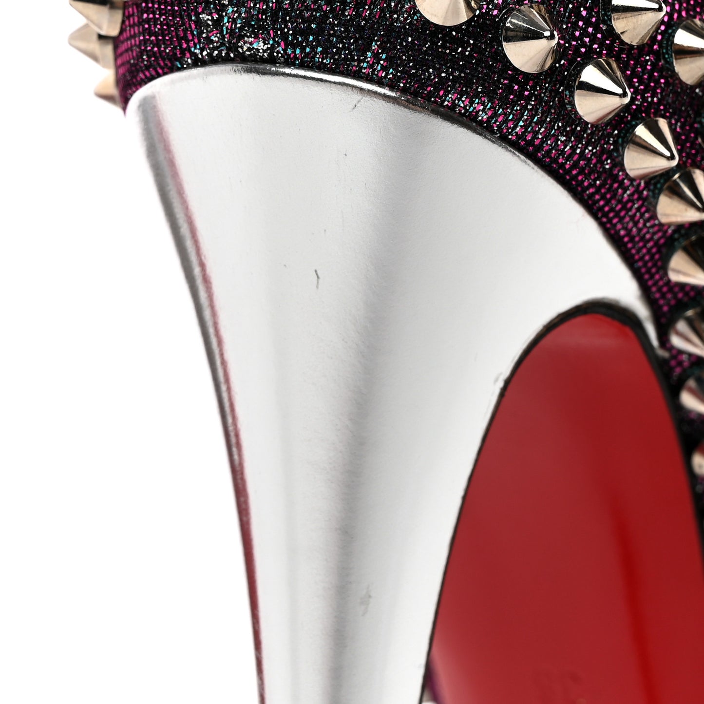 Lame Satin Lady Peep Spikes 150 Pumps 36 Turquoise Violet Silver
