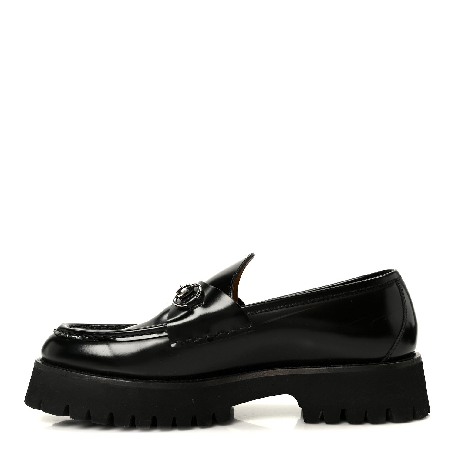 Gucci Cordovan Lux Womens Horsebit 45mm Platform Loafers 41 Black 1 of 10