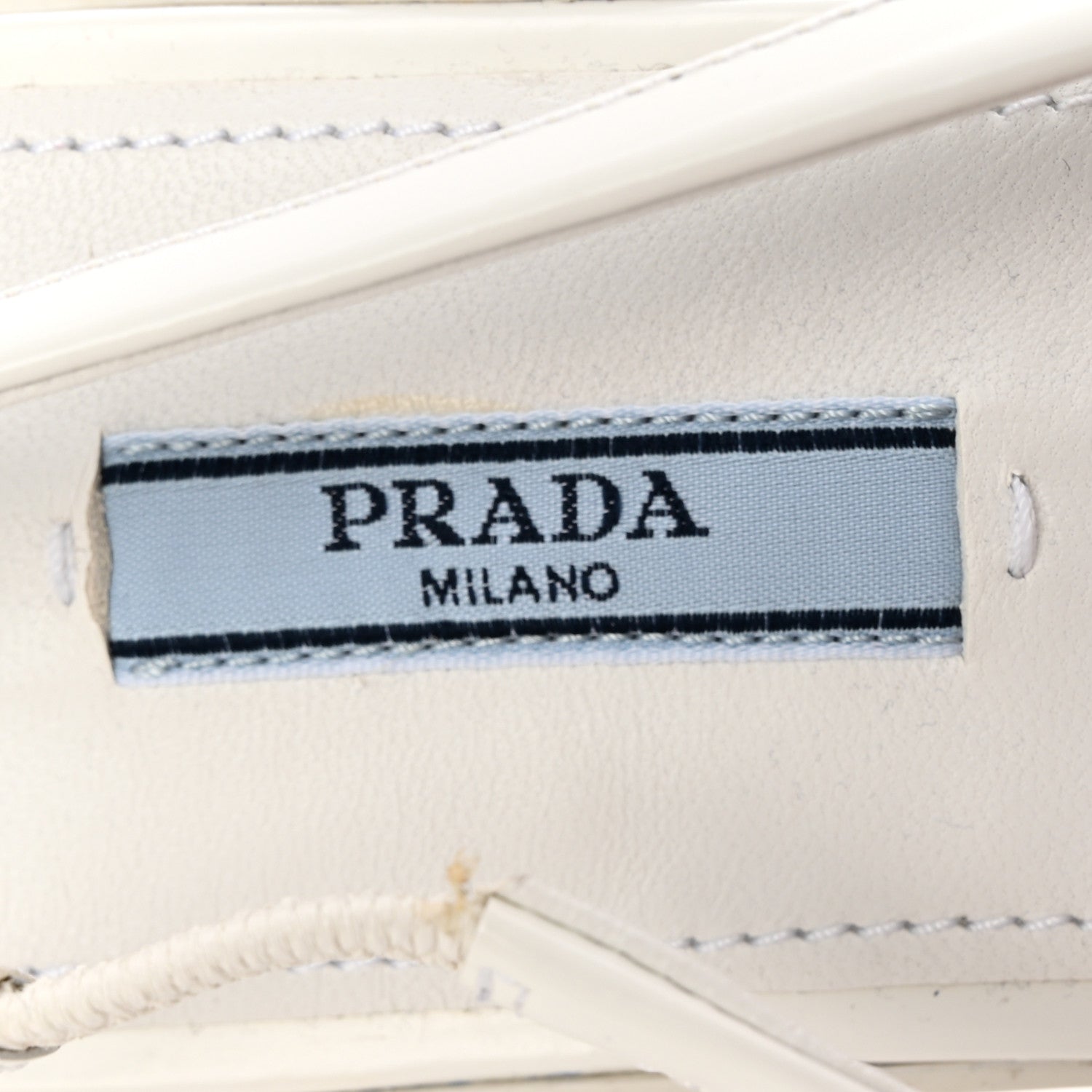 Prada Spazzolato Triangle Logo Pointed Toe Slingback Flats 37 White 7 of 12