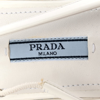 Prada Spazzolato Triangle Logo Pointed Toe Slingback Flats 37 White 7 of 12