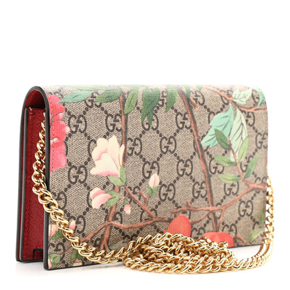 Gucci GG Supreme Monogram Tian Chain Wallet Beige Multicolor Red 3 of 10