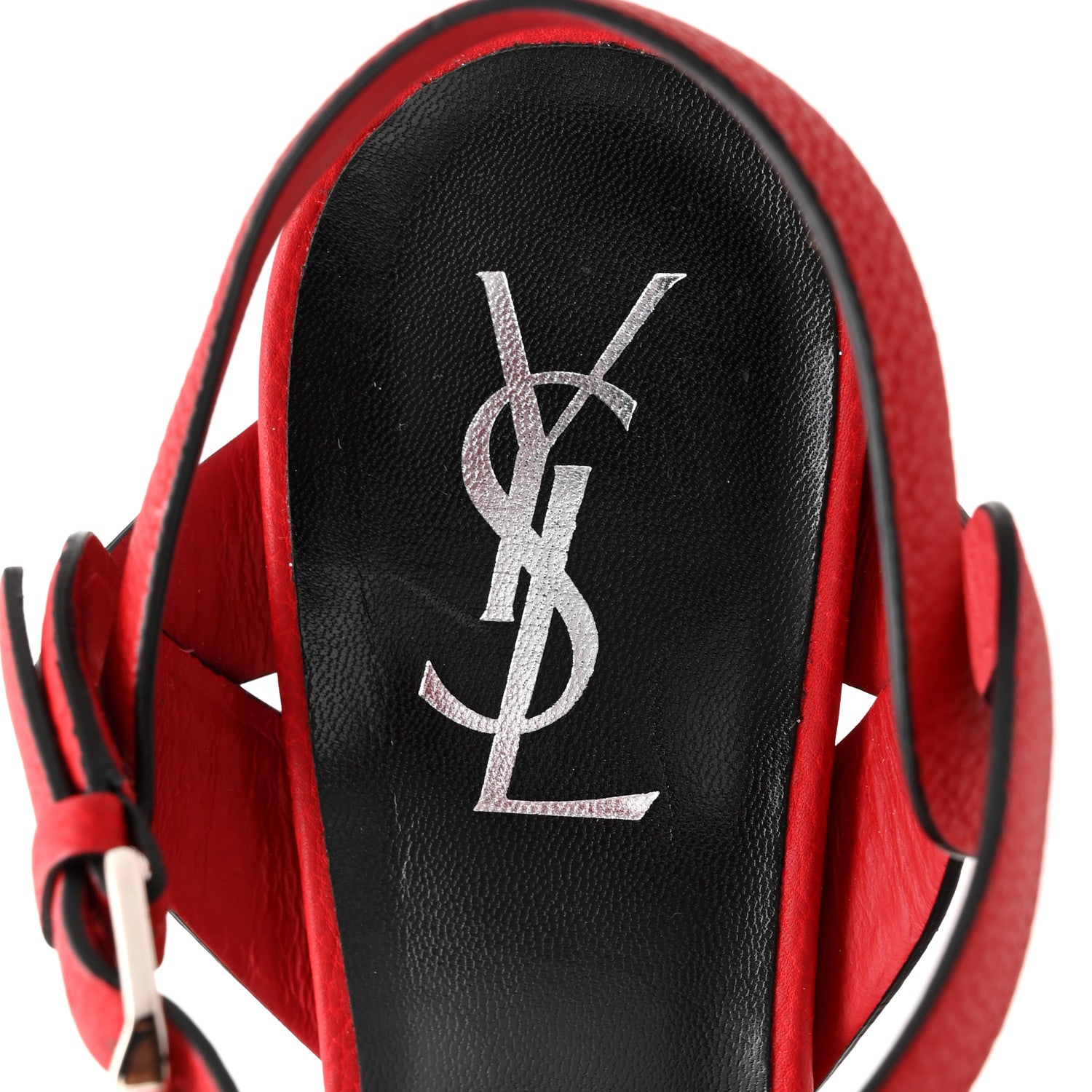 Saint Laurent Grained Calfskin Tribute 105 Platform Sandals 36 New Red 8 of 10