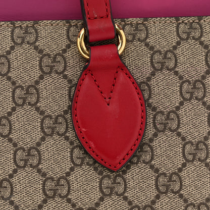 Gucci GG Supreme Monogram Medium Zippered Bucket Tote Beige Hibiscus Red New Rosette 11 of 12
