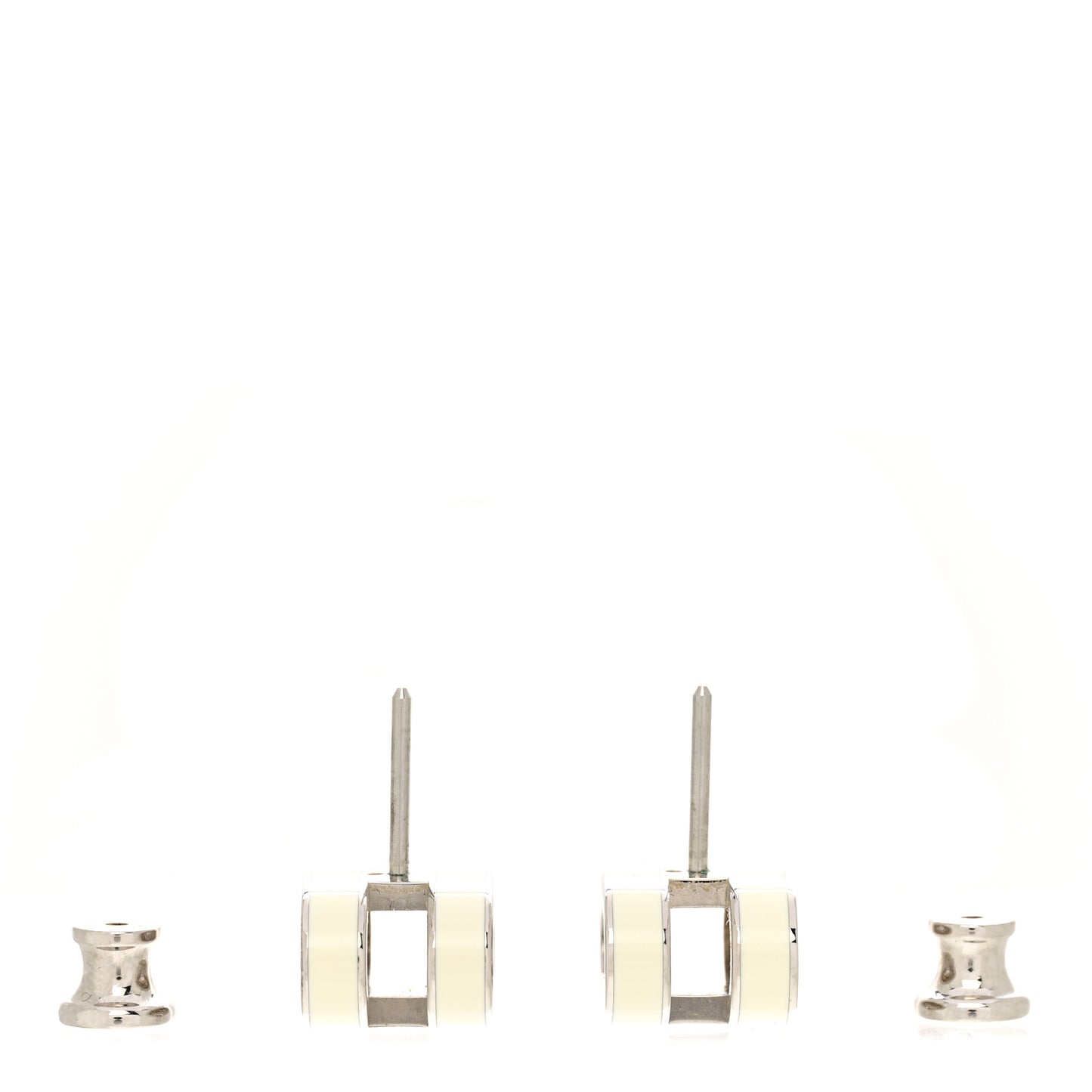 Palladium Lacquered Mini Pop H Earrings White