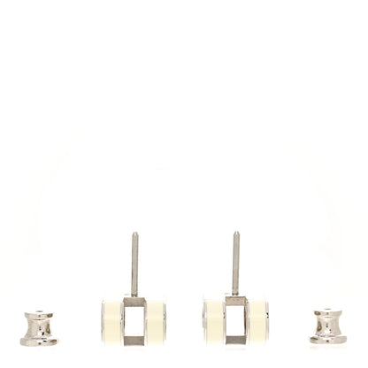 Hermes Palladium Lacquered Mini Pop H Earrings White 4 of 9