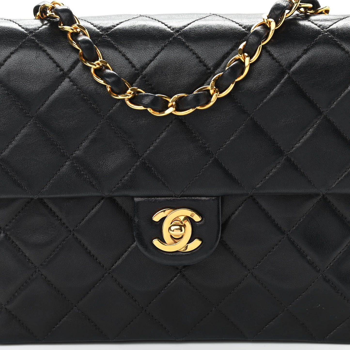 Lambskin Quilted Mini Square Flap Bag Black