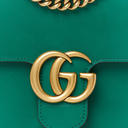 Gucci Knight Calfskin Small GG Marmont Chain Handle Bag Emerald 9 of 11