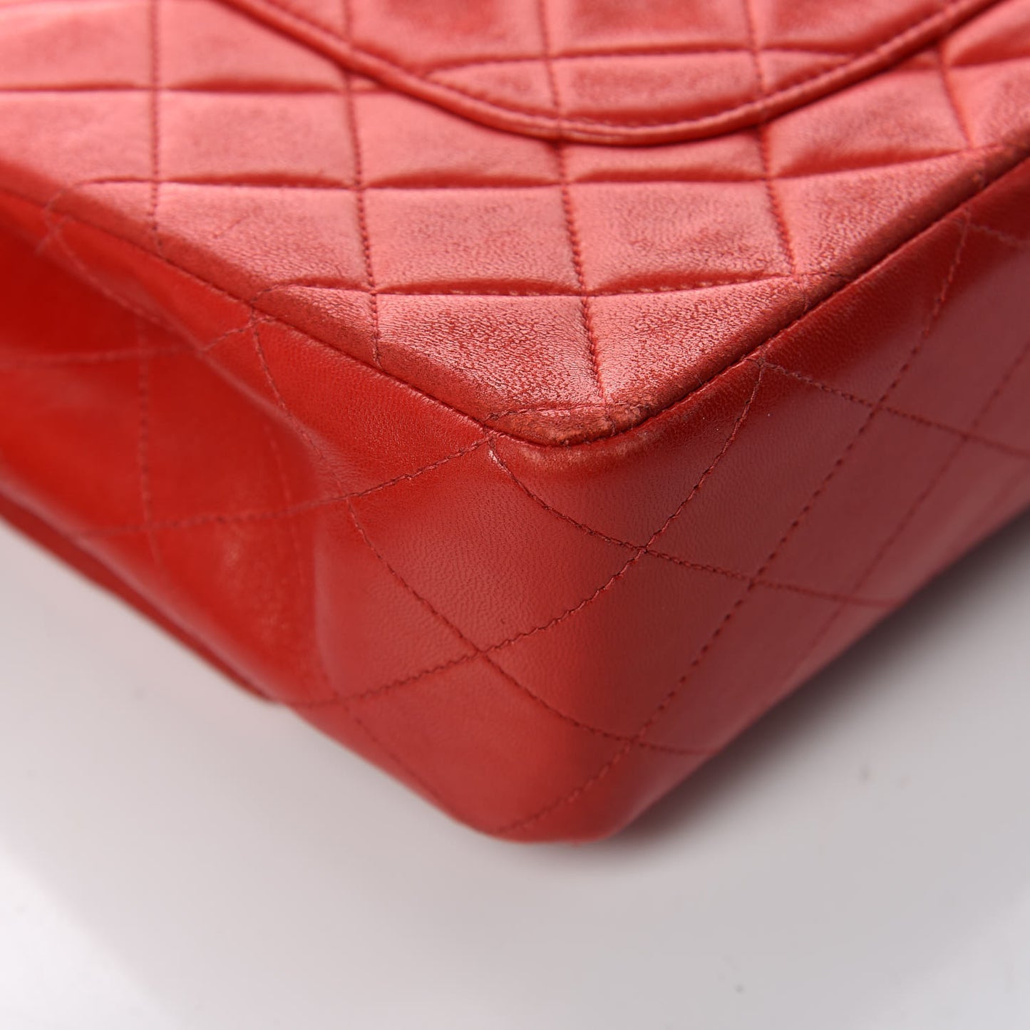 Lambskin Quilted Medium Double Flap Red