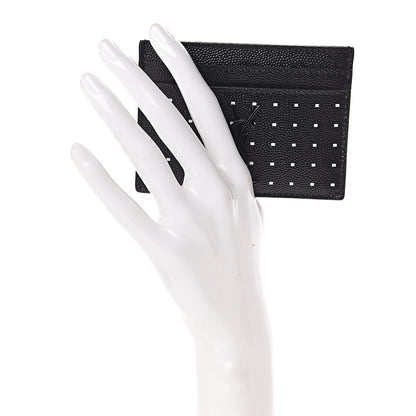 Saint Laurent Grain De Poudre Geo Print Monogram Credit Card Case Black White 2 of 8