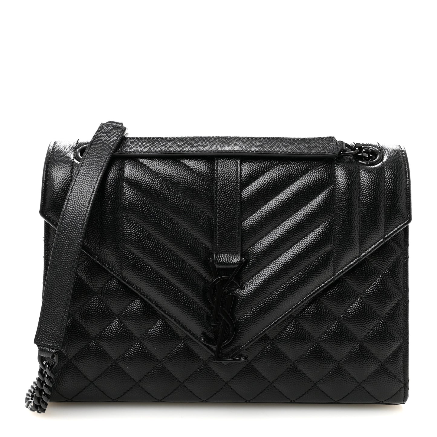 Grain De Poudre Textured Mixed Matelasse Triquilt Medium Monogram Monochrome Satchel Black