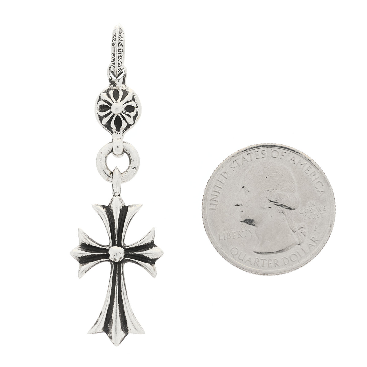 Sterling Silver Tiny CH Cross Ball Pendant