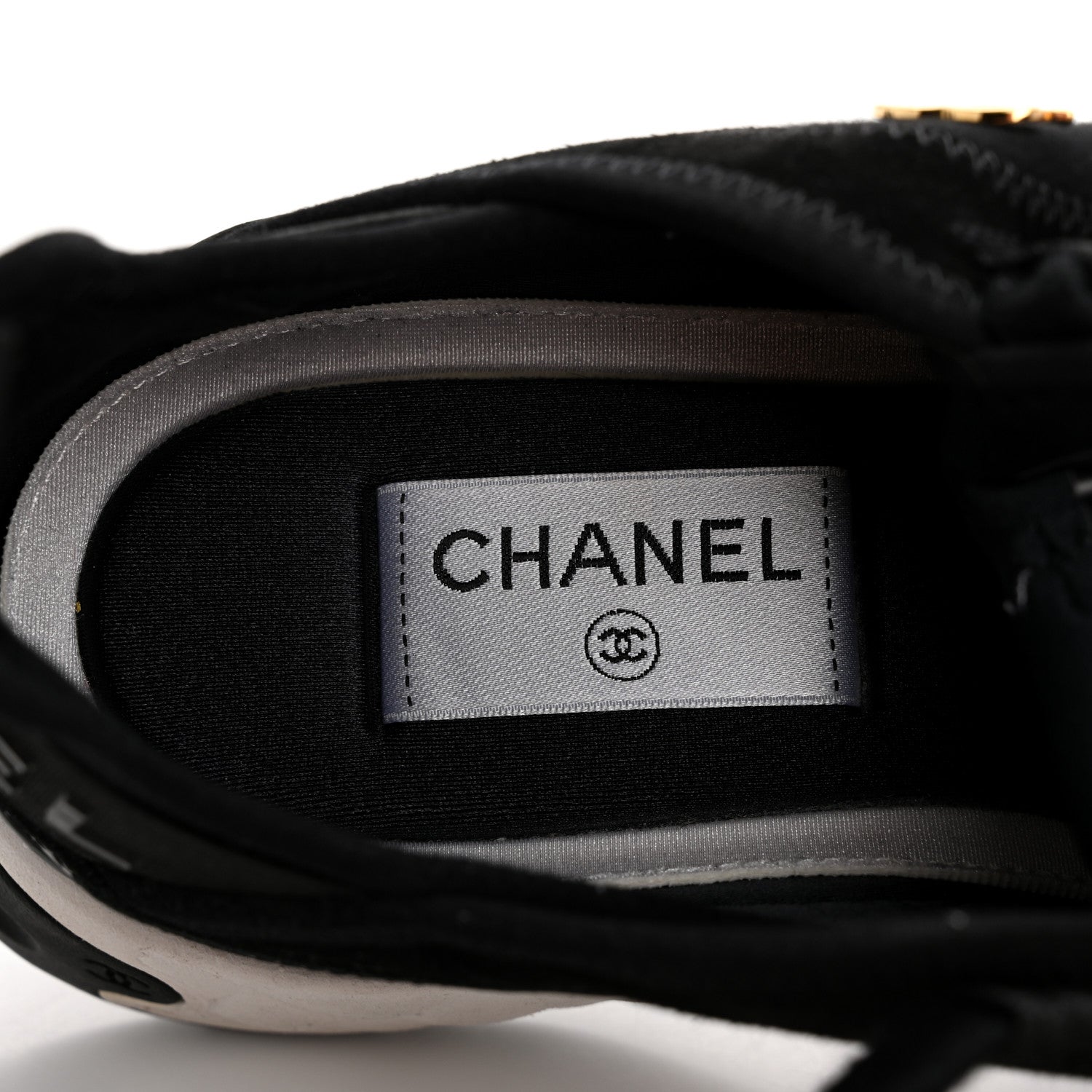 Chanel Velvet Calfskin Mixed Fibers CC Sneakers 38 Black 1764039