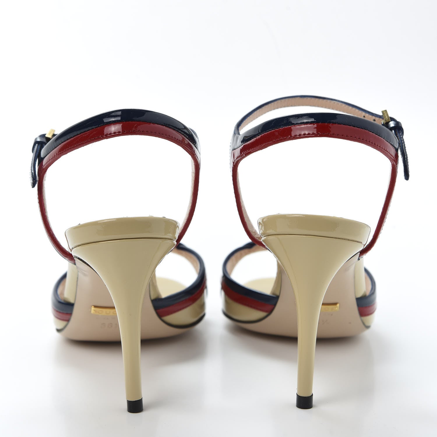Gucci Patent Millie Ankle Strap Sandals 36.5 Red Blue Agata Sandstorm 5 of 9