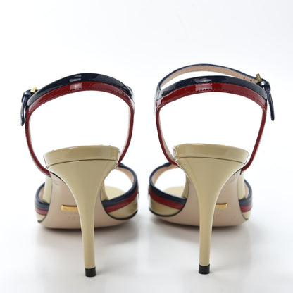 Gucci Patent Millie Ankle Strap Sandals 36.5 Red Blue Agata Sandstorm 5 of 9