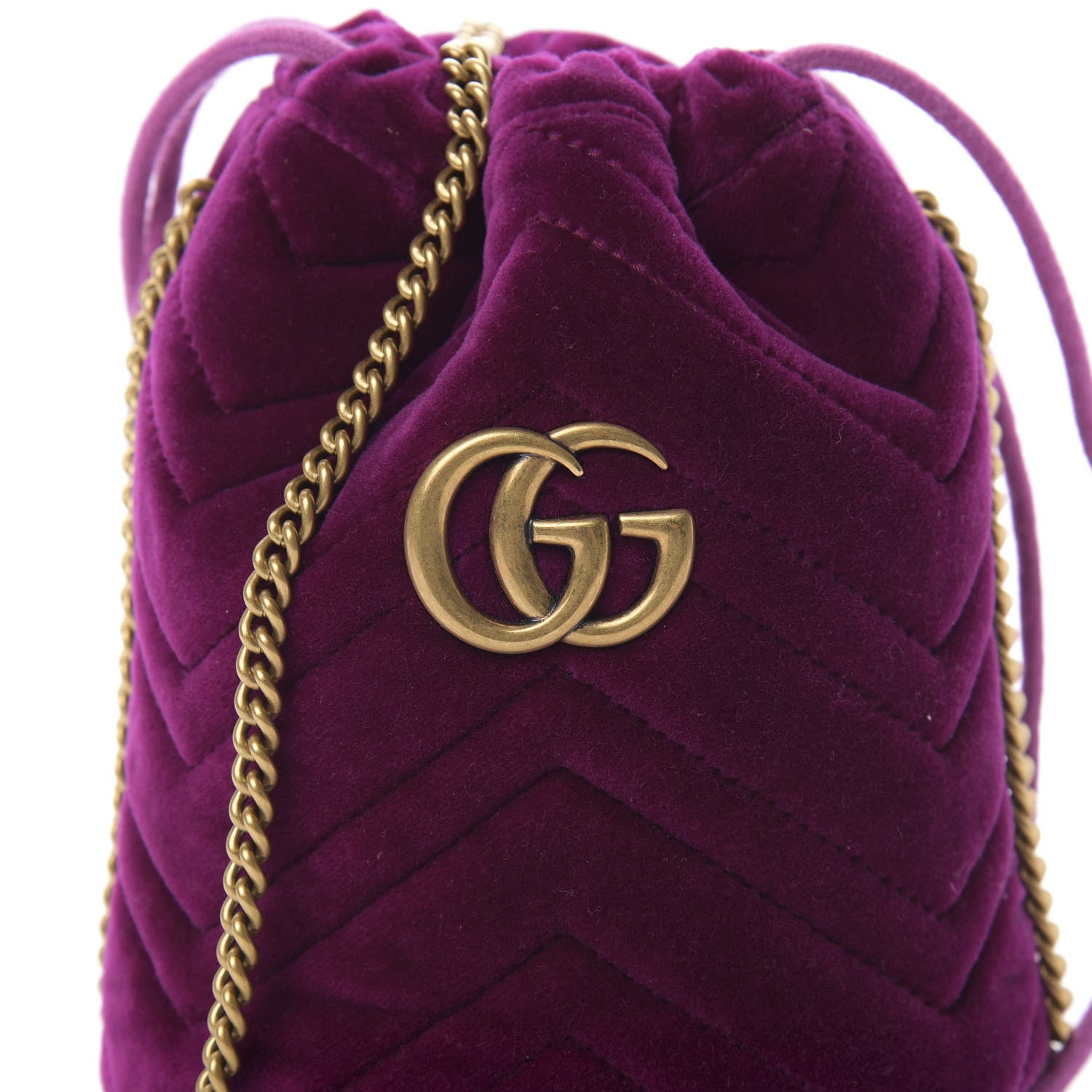 Gucci Velvet Matelasse Mini GG Marmont 2.0 Bucket Bag Fuchsia Violet Cyclamen 8 of 10