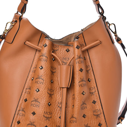 MCM Visetos Studded Drawstring Bag Cognac Gold 10 of 14