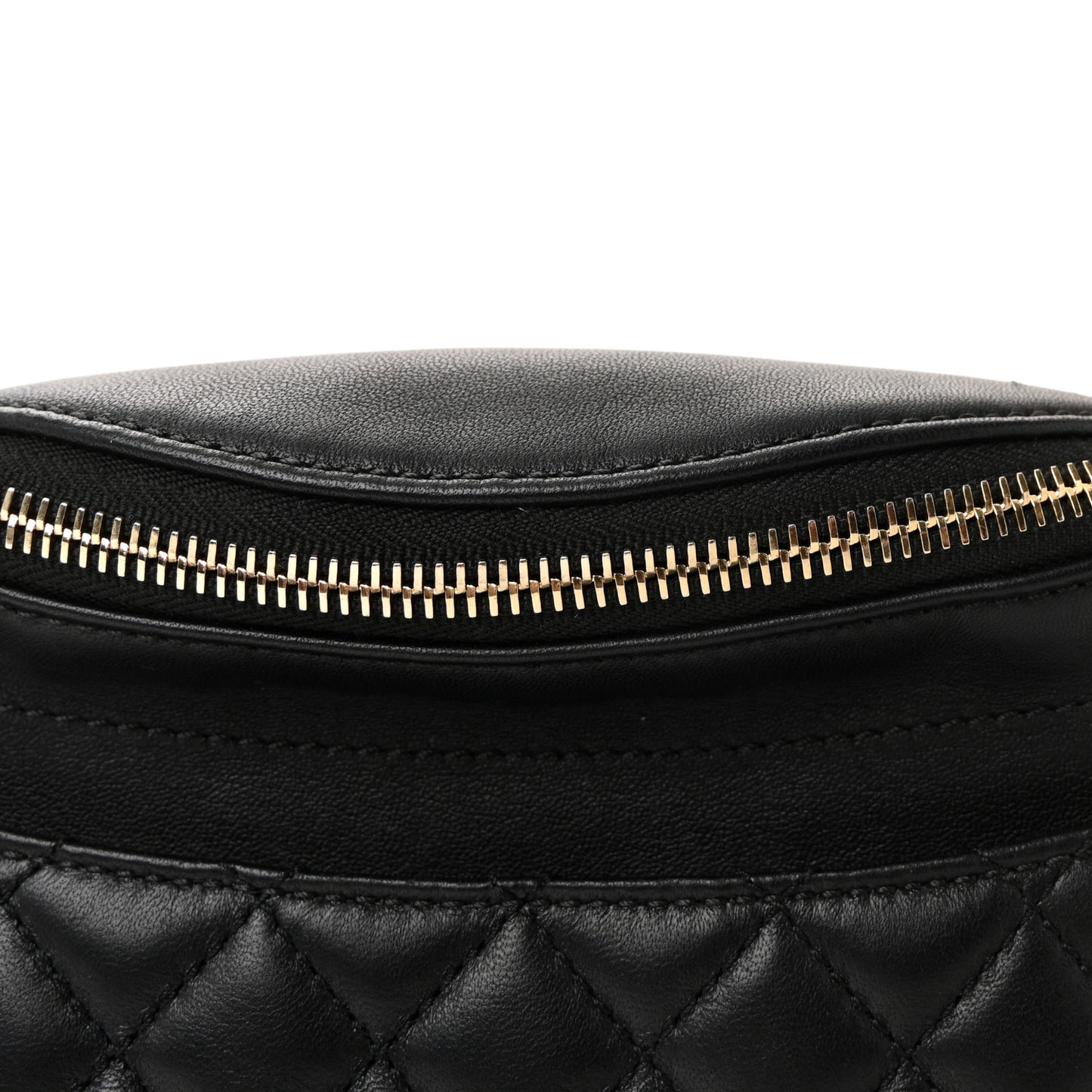 Lambskin Quilted Waist Bag Fanny Pack Black