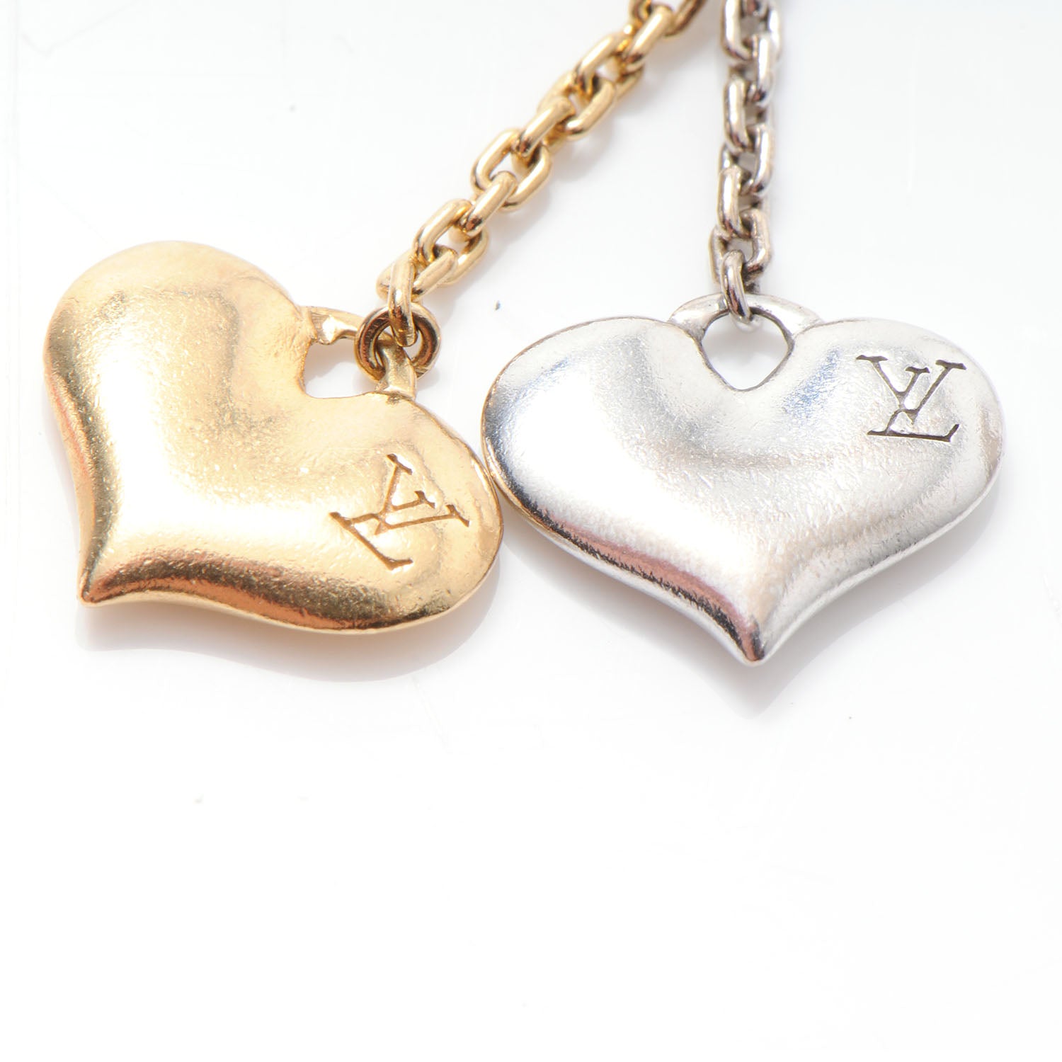 Louis Vuitton 18K Yellow White Gold Two Heart Monogram Charm 3 of 3