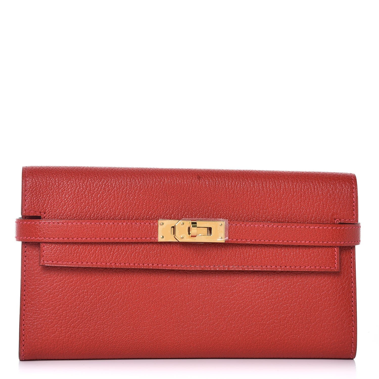 Hermes Chevre Mysore Kelly Longue Wallet Rouge Vif 1 of 8