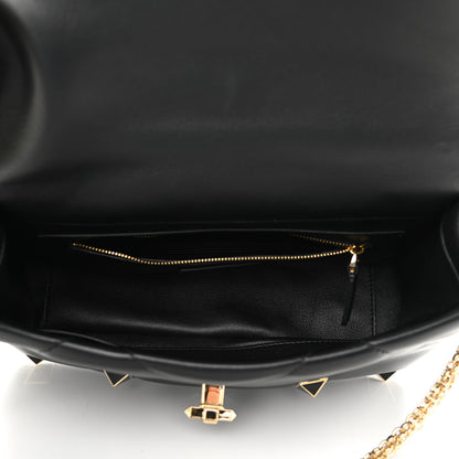 Valentino Garavani Nappa Enamel Medium Roman Stud Shoulder Bag Black 4 of 10