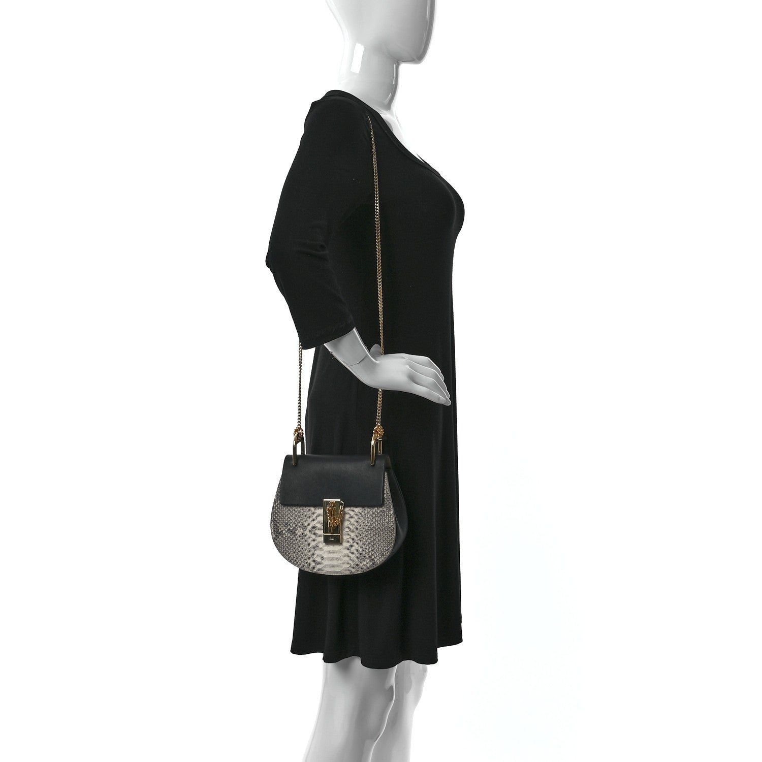 Chloe Python Smooth Calfskin Mini Drew Shoulder Bag 2 of 13