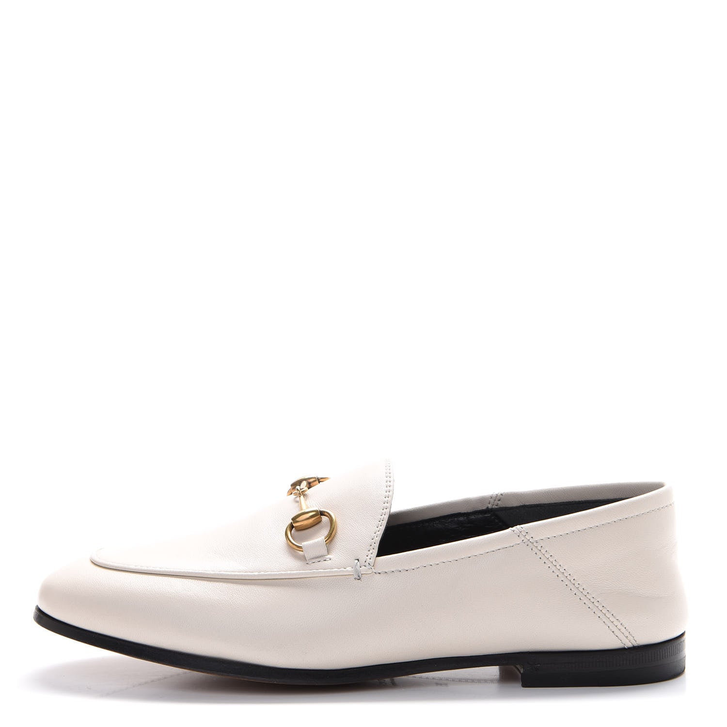 Gucci Lambskin Womens Brixton Horsebit Loafers 35 Mystic White 1 of 7