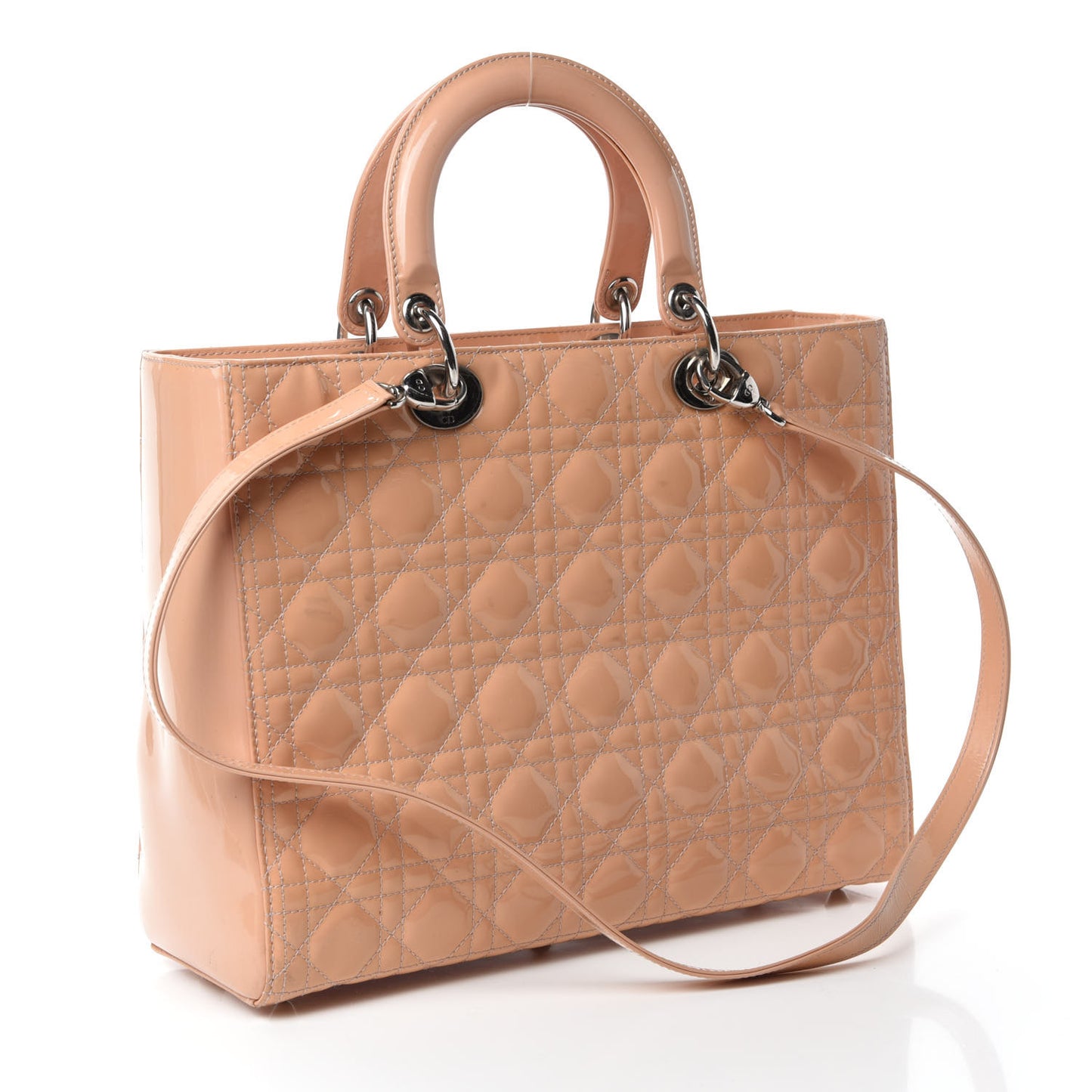 Patent Cannage Large Lady Dior Beige