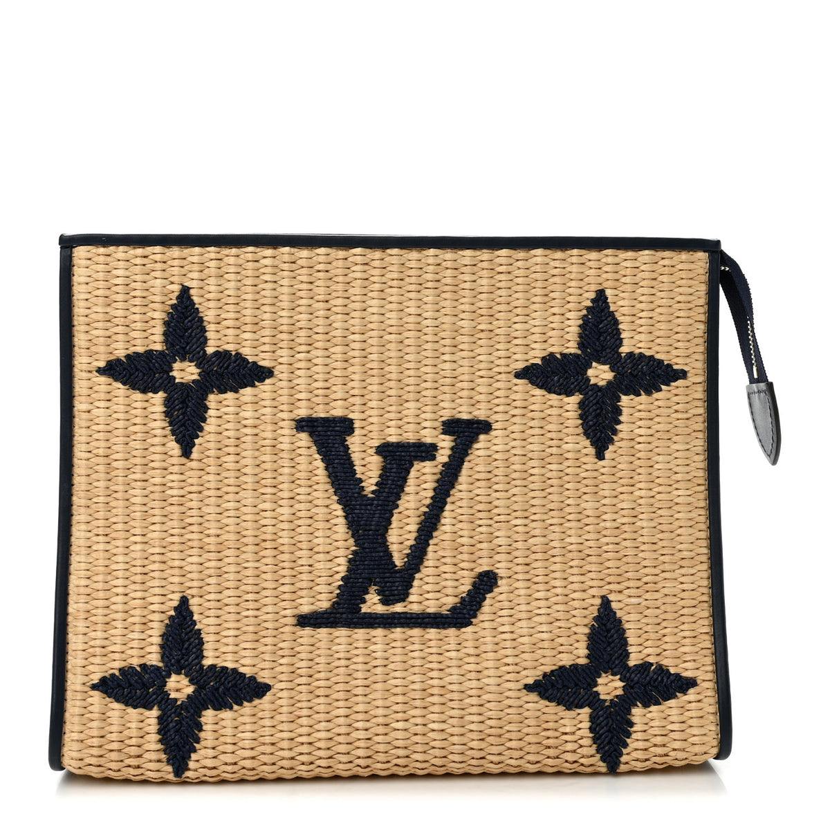 Raffia Calfskin Monogram Giant Toiletry Pouch 26 Blue