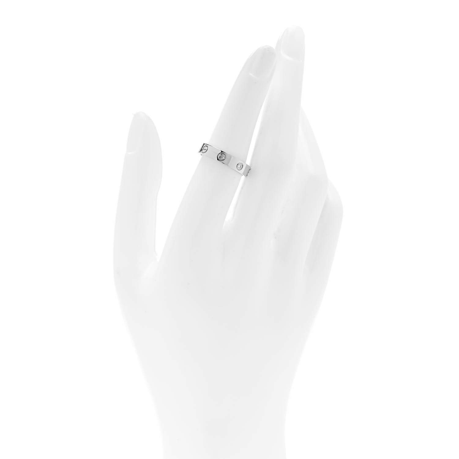 Cartier 18K White Gold Diamond 4mm LOVE Wedding Band Ring 53 6.5 2 of 5